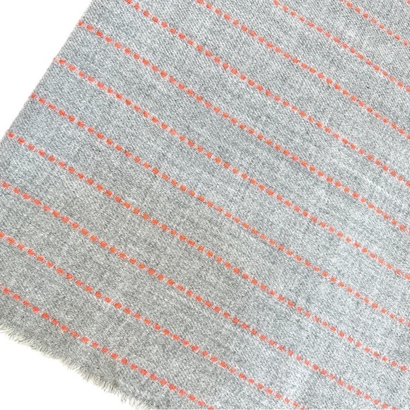 NWT Universal Thread Grey Oblong Scarf Coral Colored Stripe - Picture 5 of 8